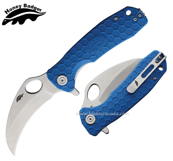 Honey Badger Medium Claw Flipper Folding Knife, FRN Blue, HB1149